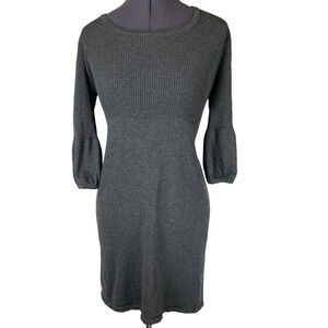 Twee Pink Rose Womens M Stretch Knit Gray Ribbed 3/4 Sleeve Lux  Feminine Dress
